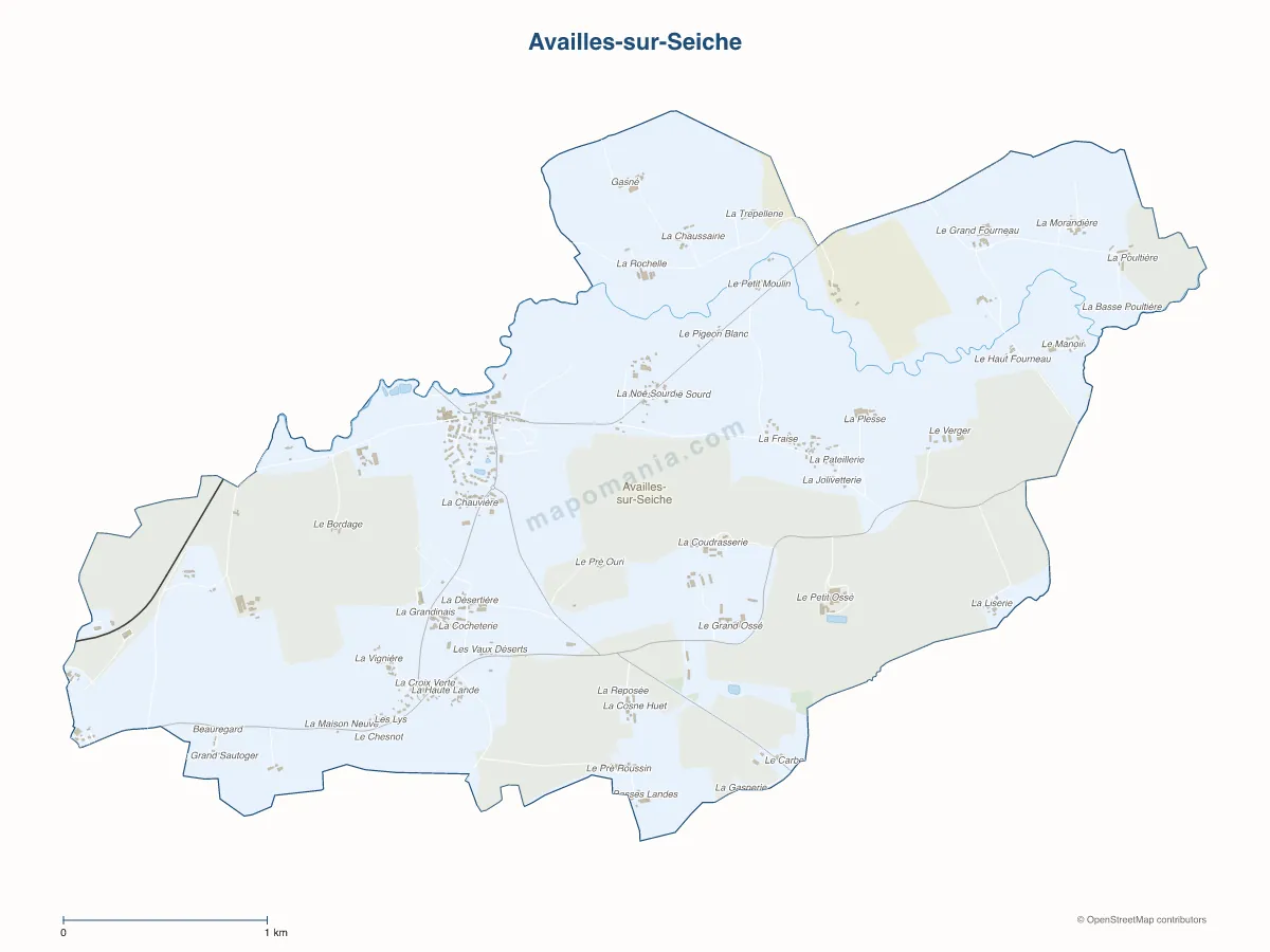 Carte de Availles-sur-Seiche à personnaliser