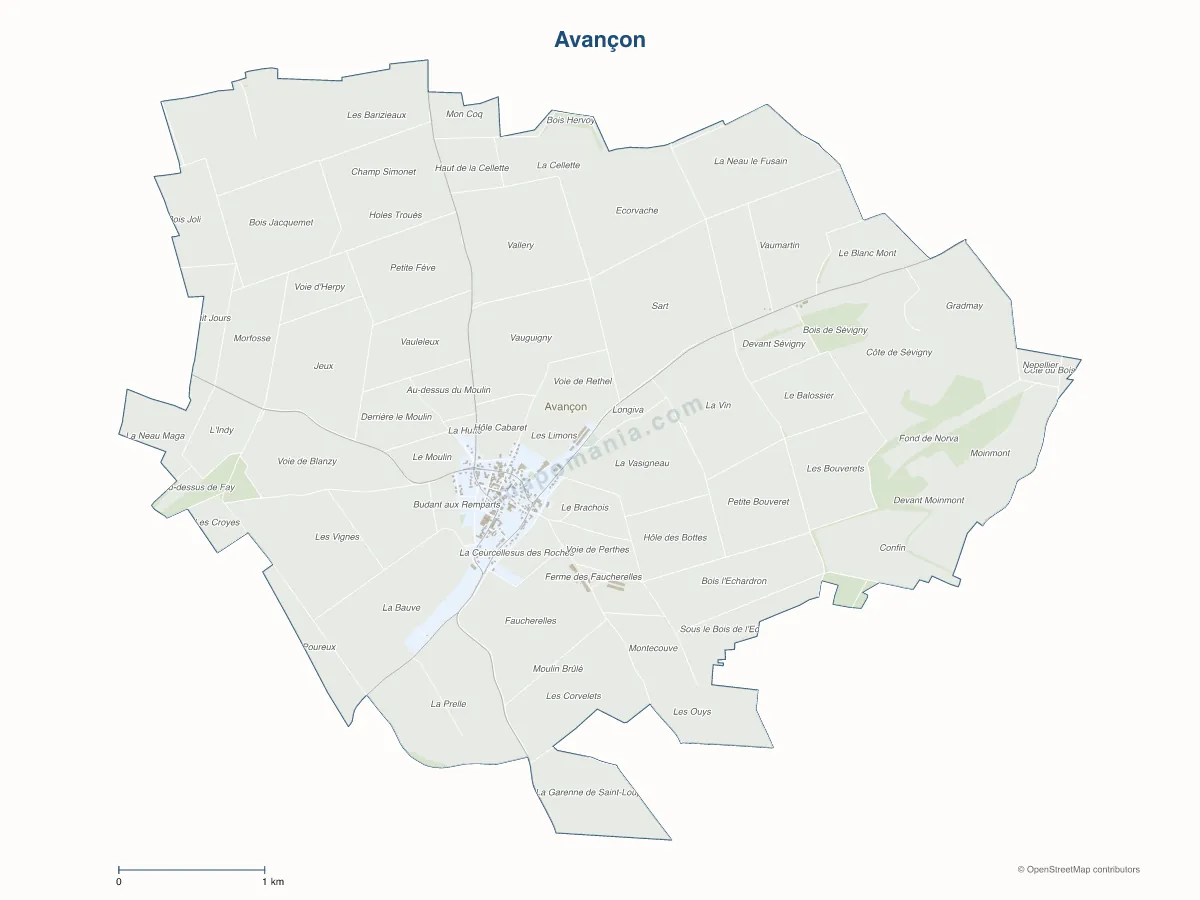 Carte de Avançon à personnaliser