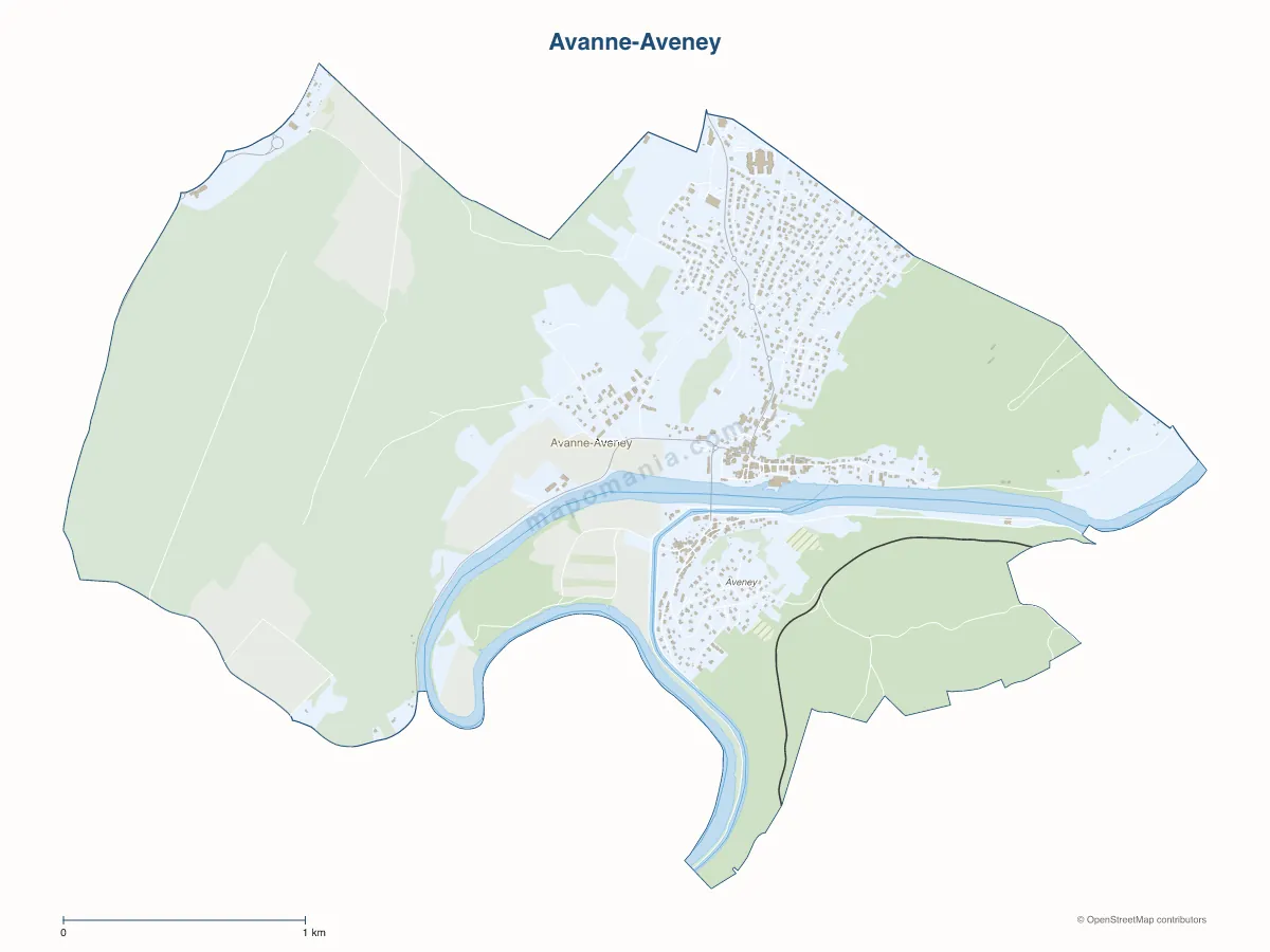 Carte de Avanne-Aveney à personnaliser