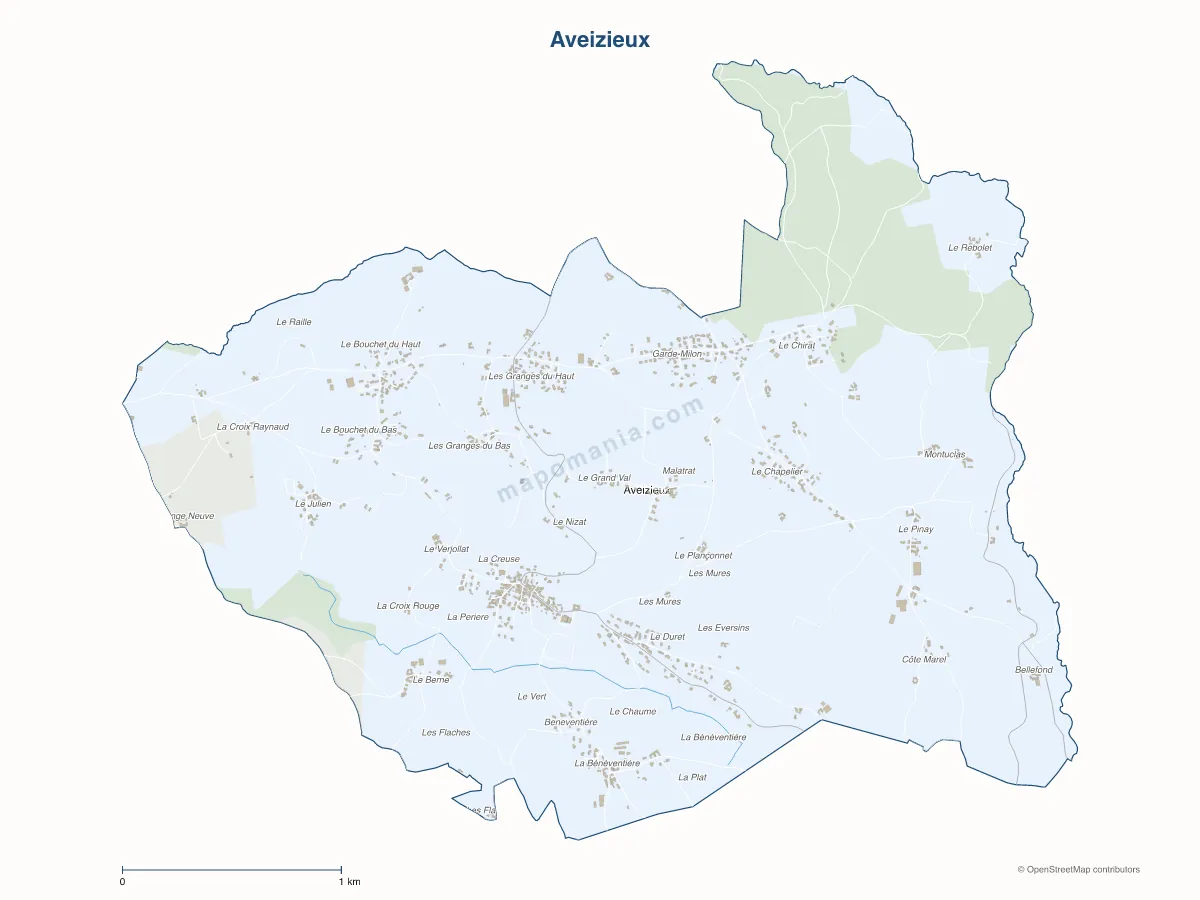 Carte de Aveizieux à personnaliser