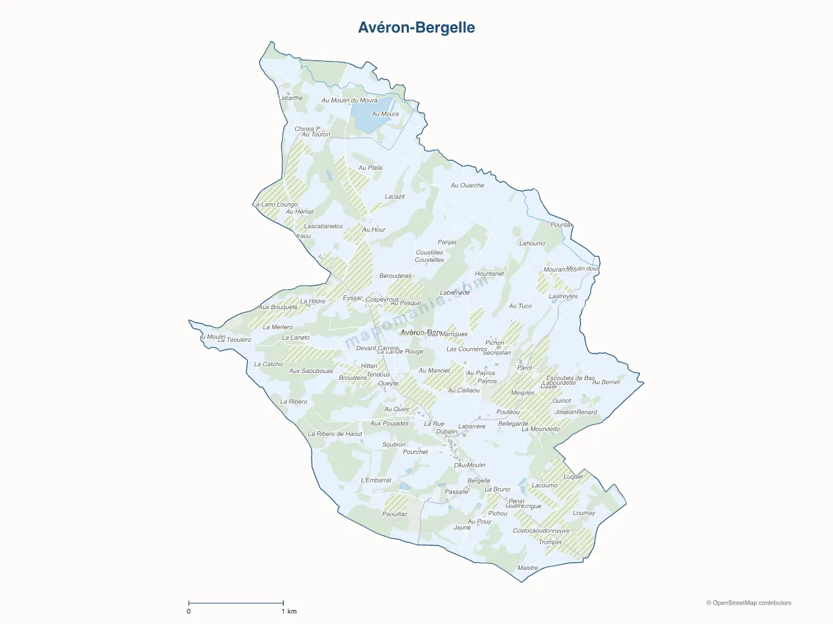 Carte de Avéron-Bergelle à personnaliser