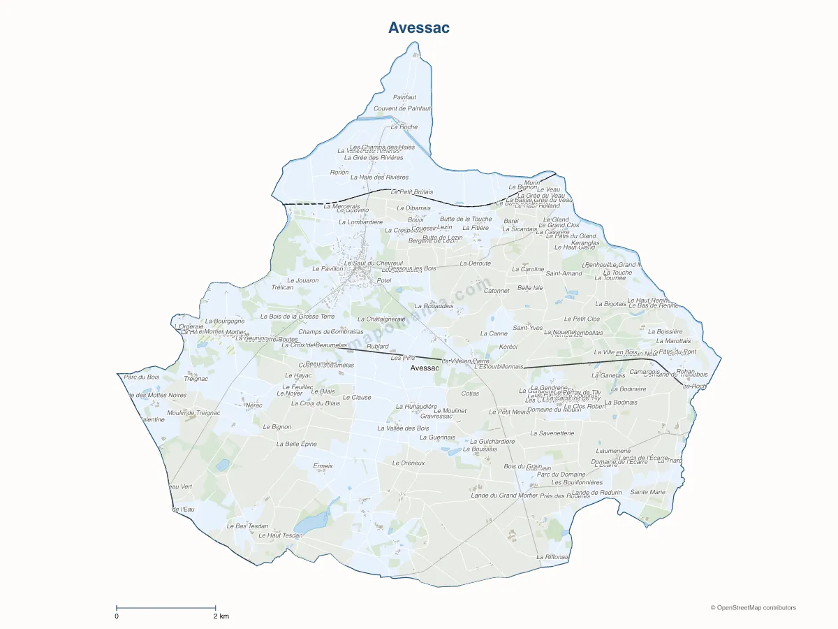 Carte de Avessac à personnaliser