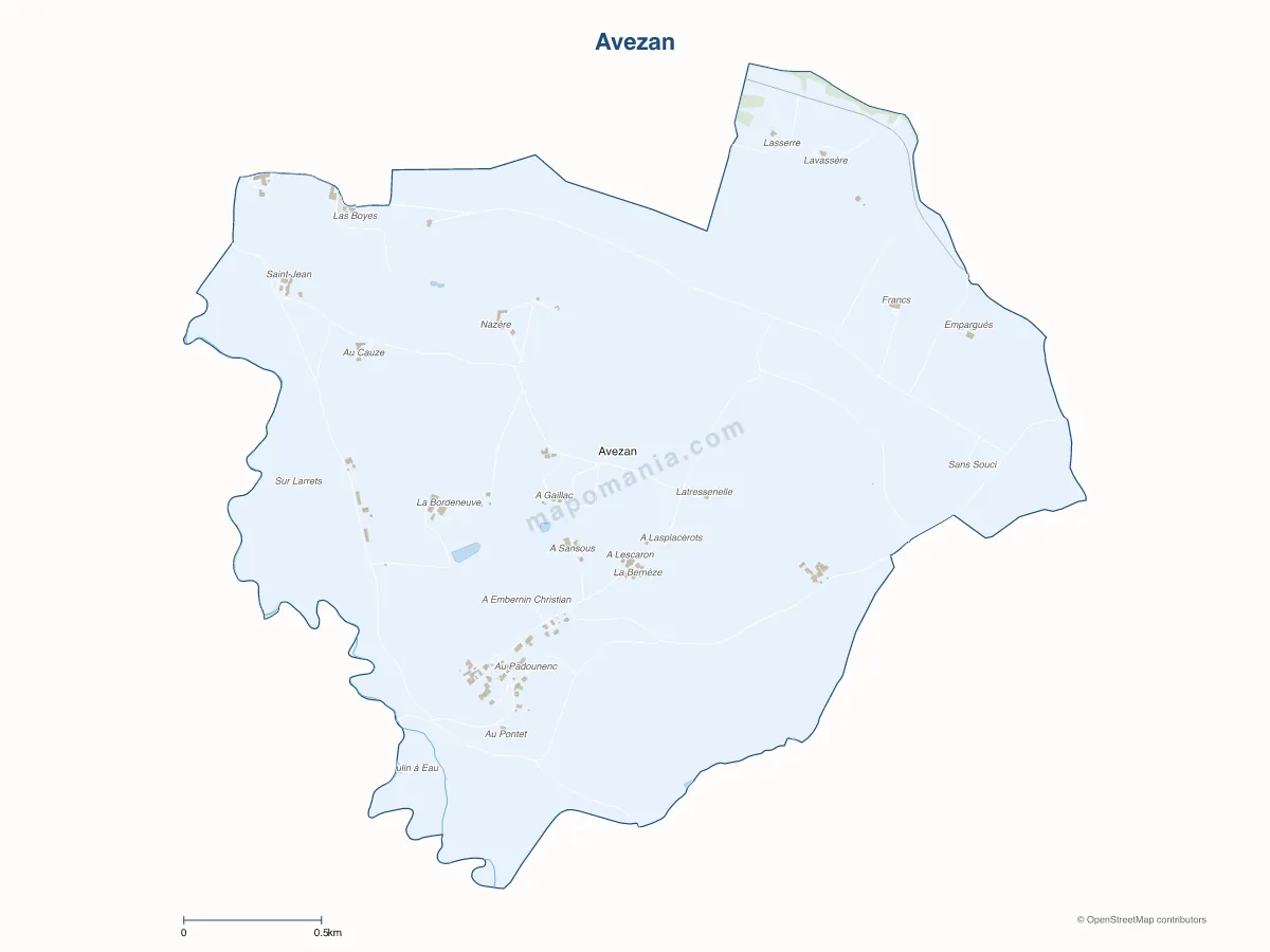 Carte de Avezan à personnaliser