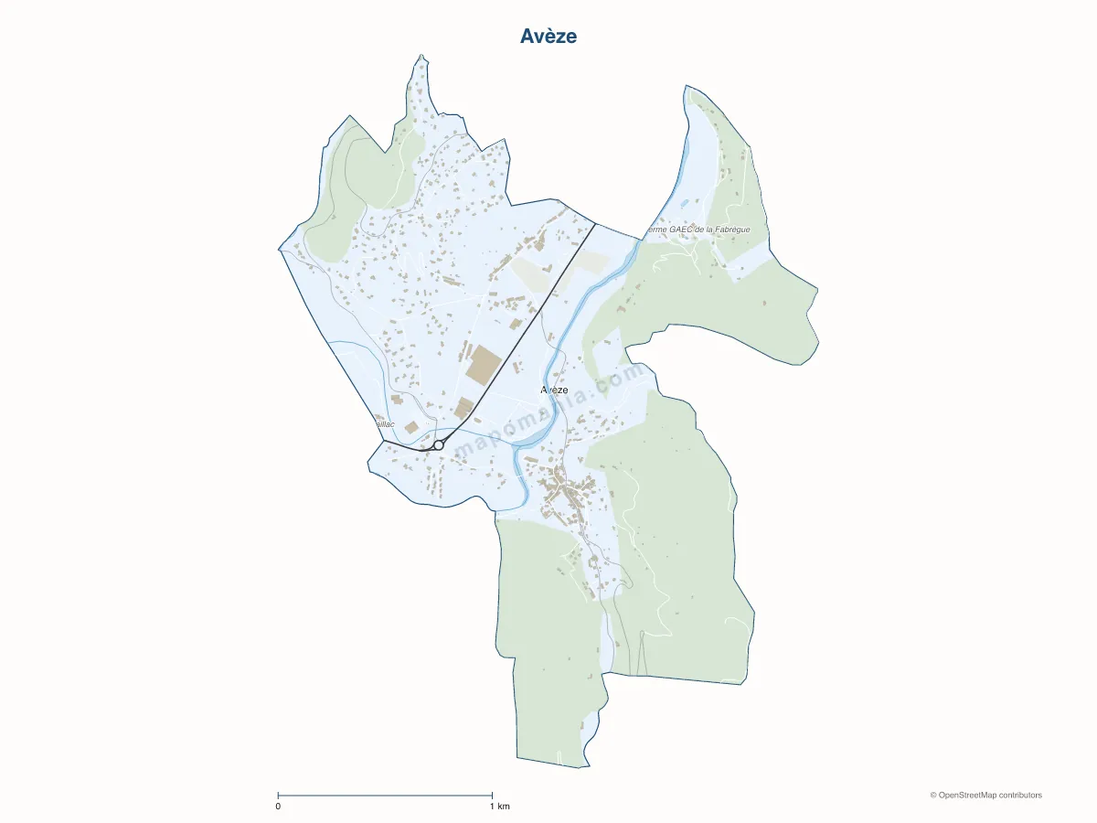 Carte de Avèze à personnaliser