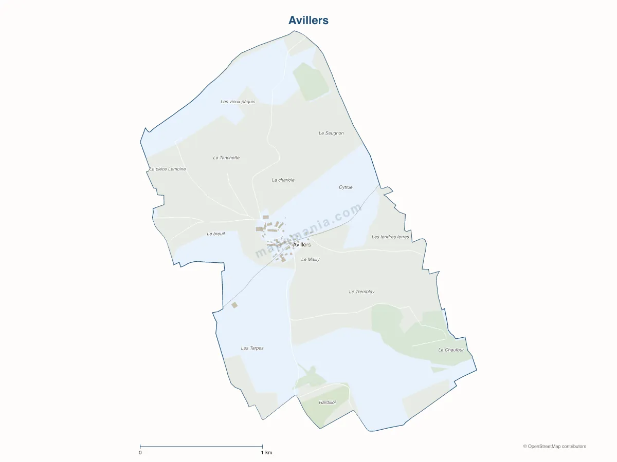 Carte de Avillers à personnaliser