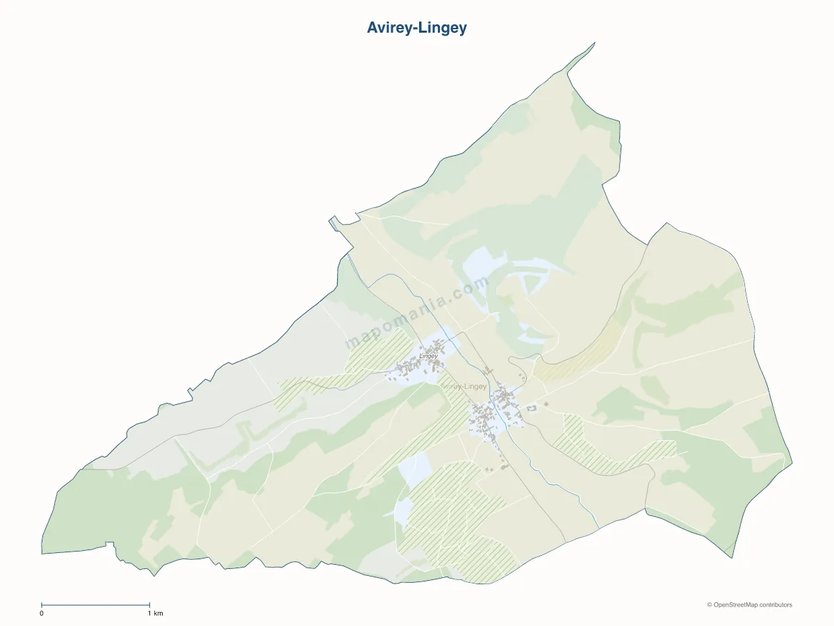 Carte de Avirey-Lingey à personnaliser