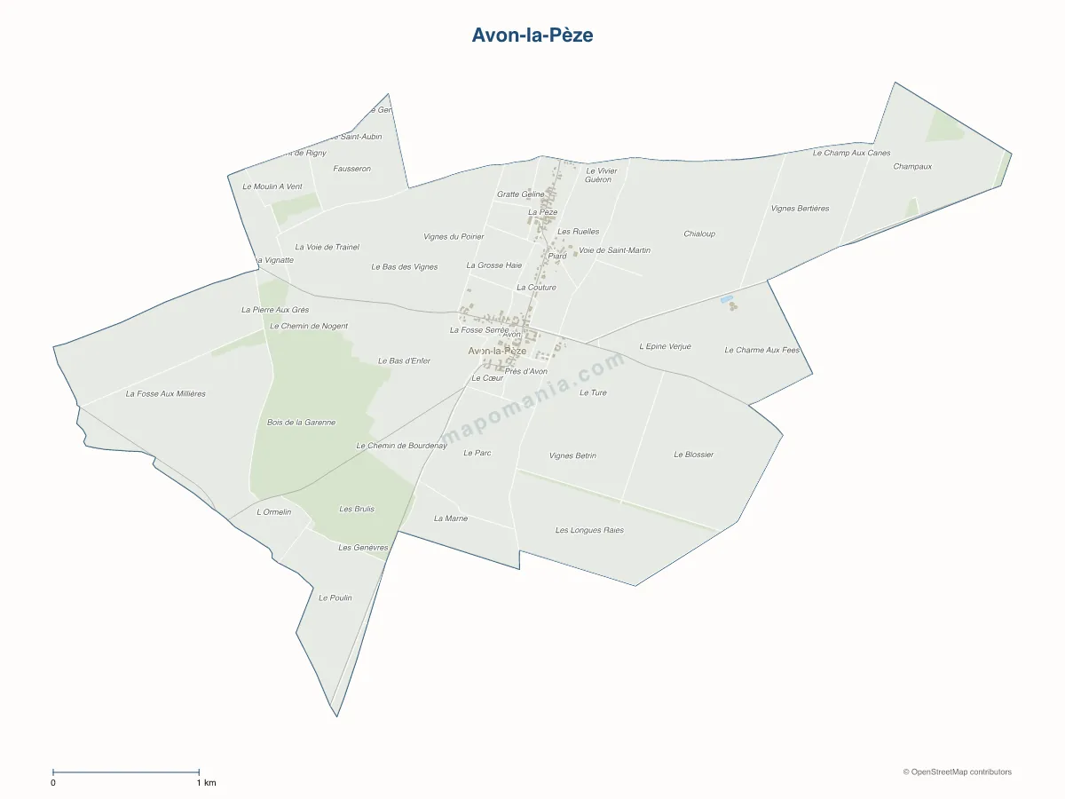 Carte de Avon-la-Pèze à personnaliser