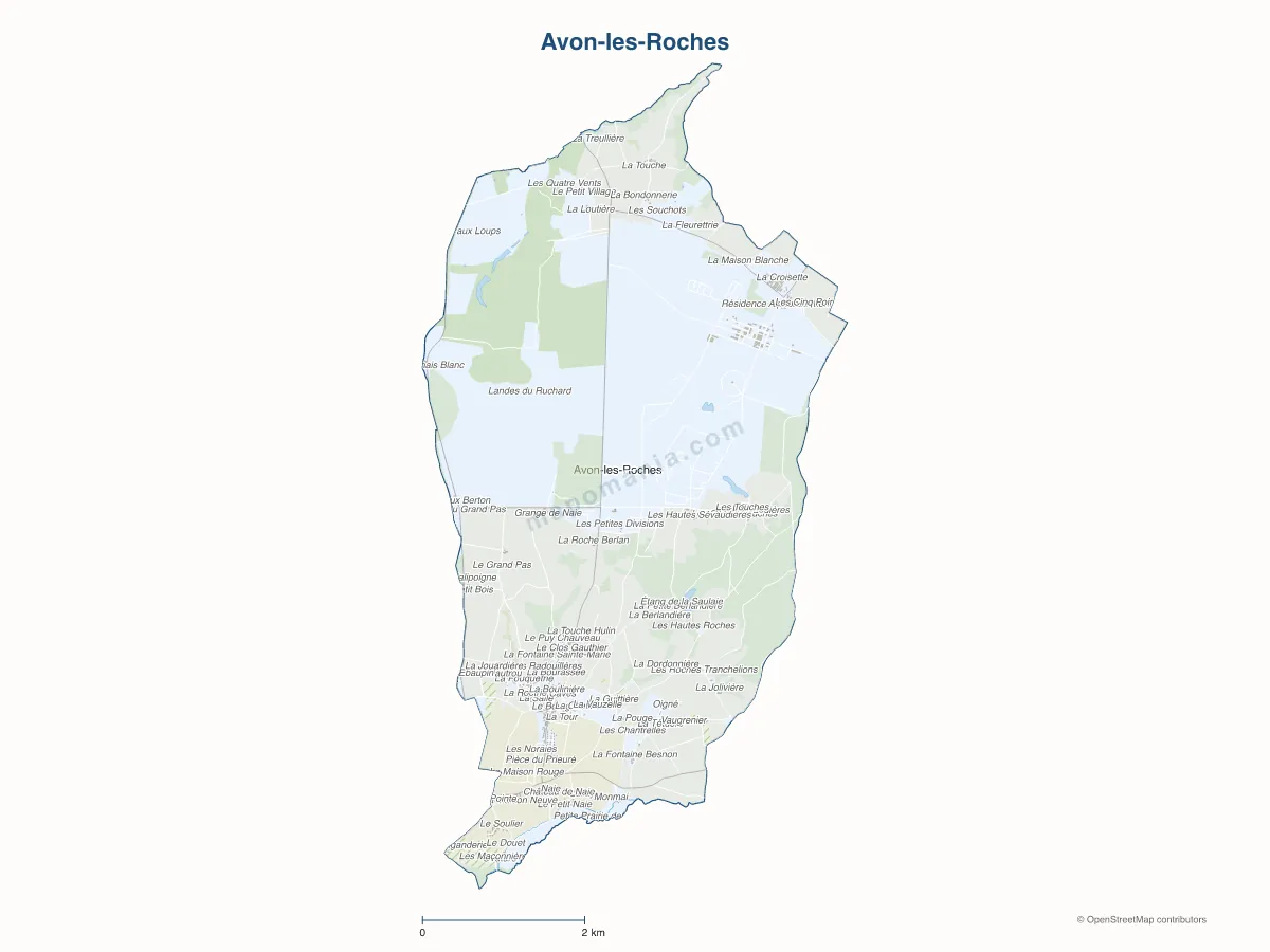 Carte de Avon-les-Roches à personnaliser
