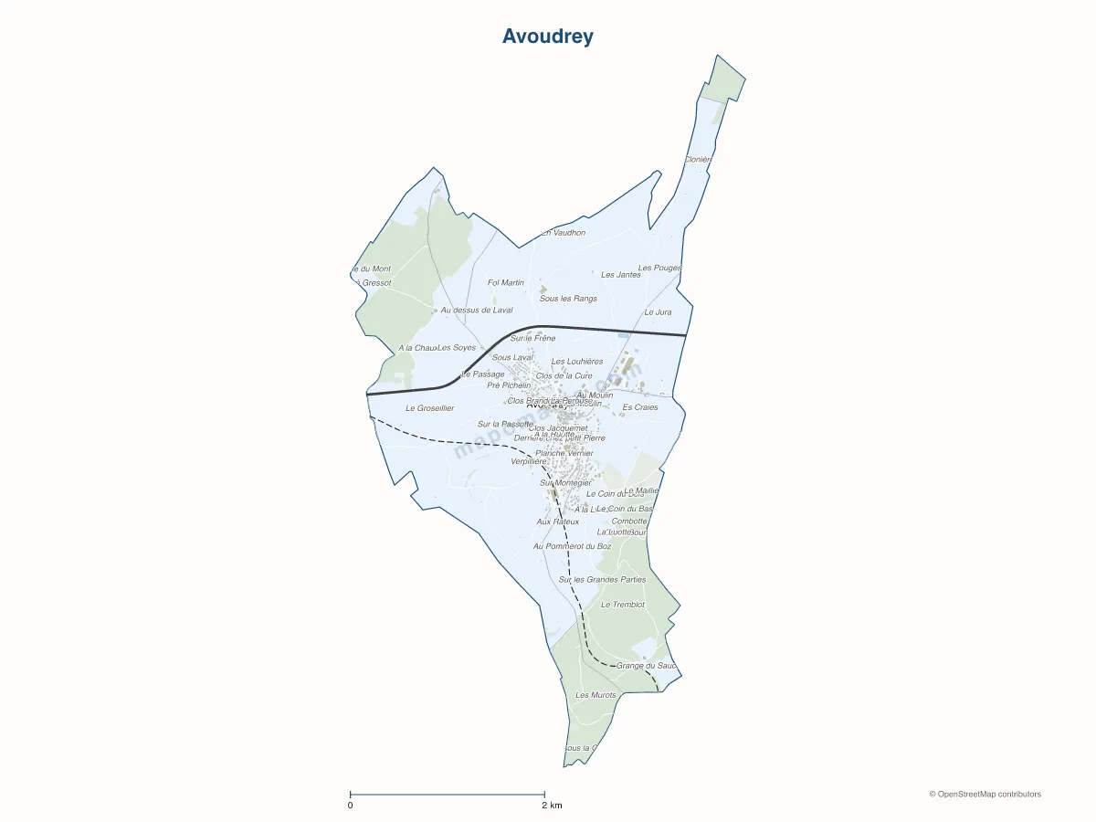 Carte de Avoudrey à personnaliser