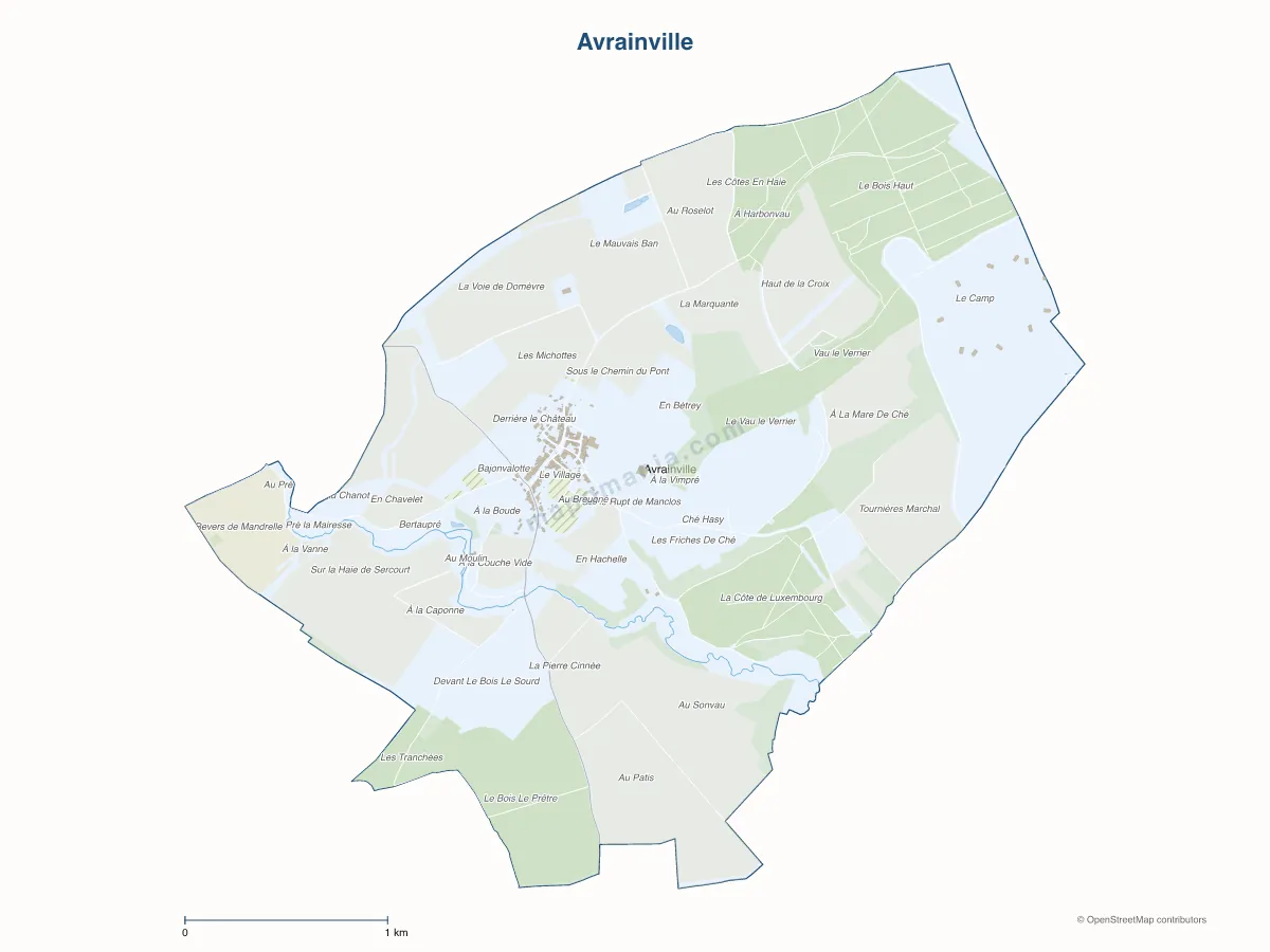 Carte de Avrainville à personnaliser