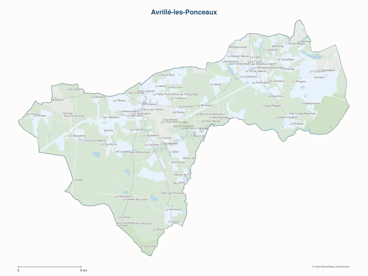 Carte de Avrillé-les-Ponceaux à personnaliser