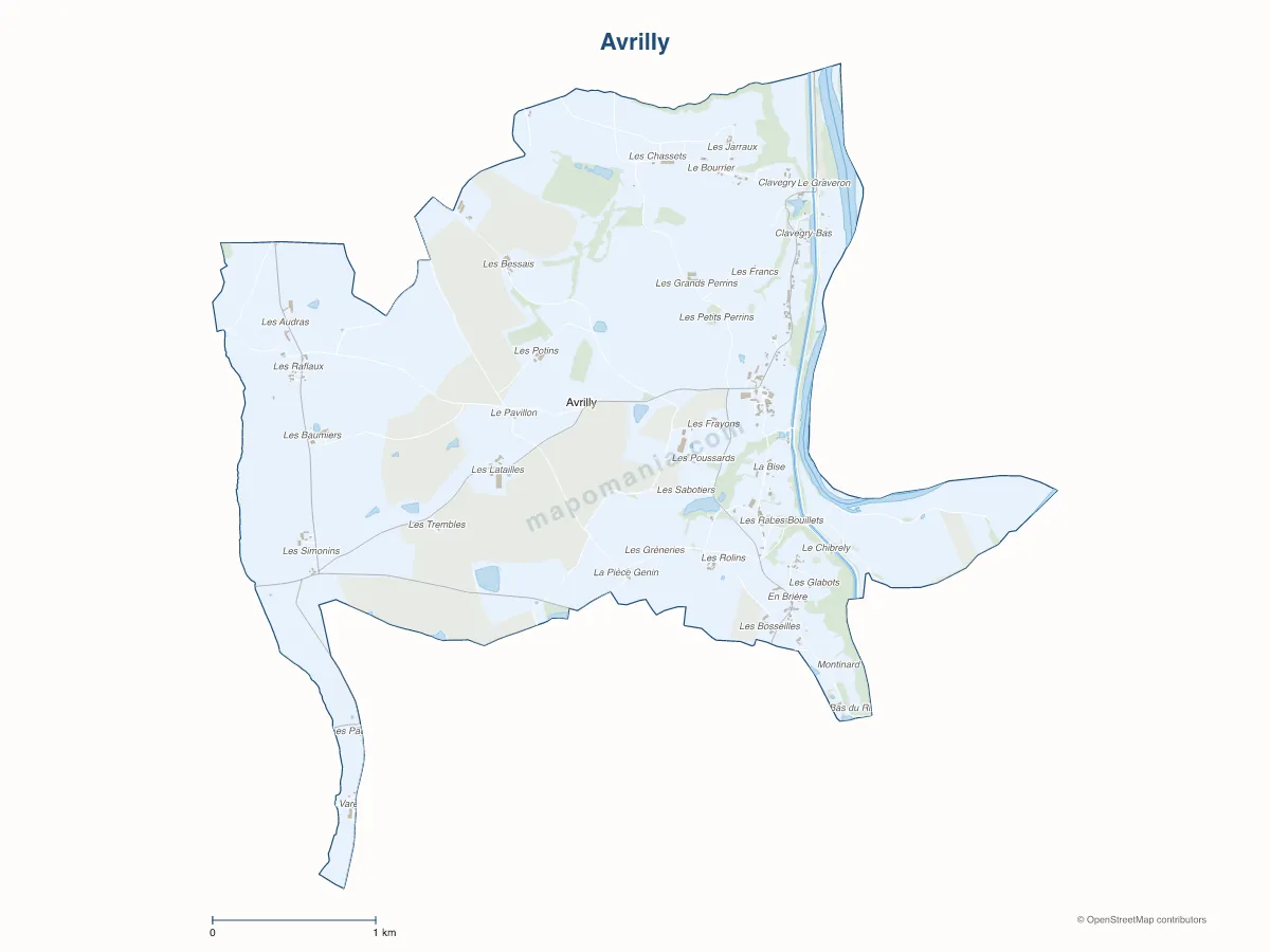 Carte de Avrilly à personnaliser