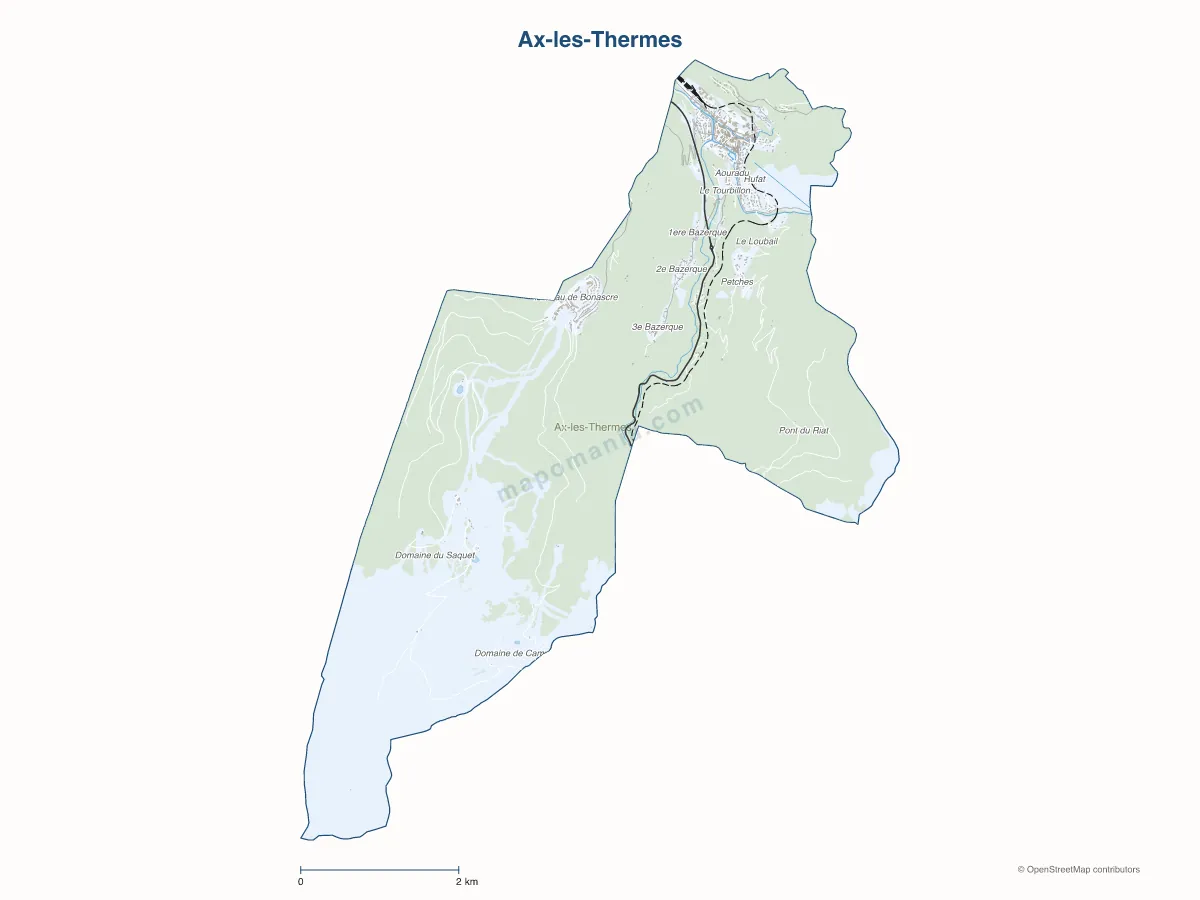 Carte de Ax-les-Thermes à personnaliser
