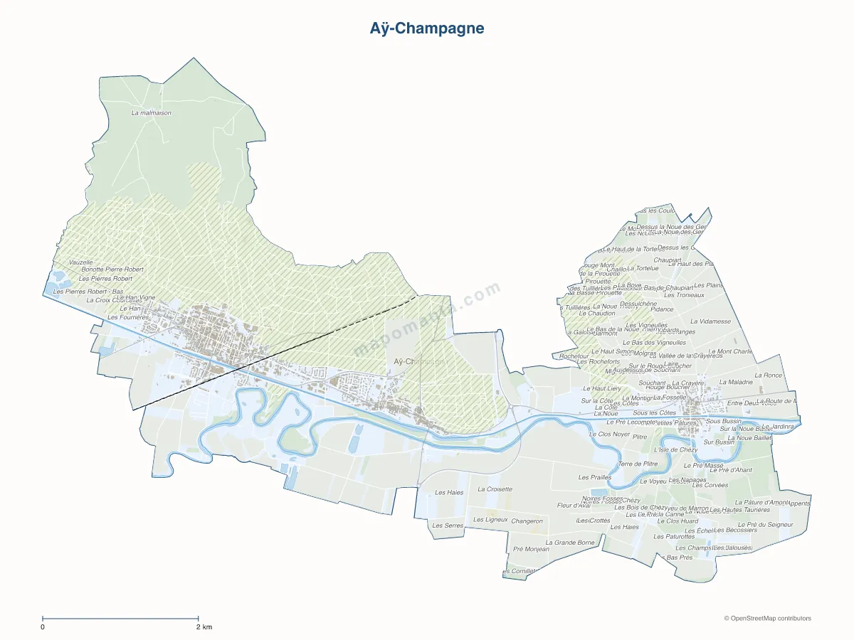 Carte de Aÿ-Champagne à personnaliser