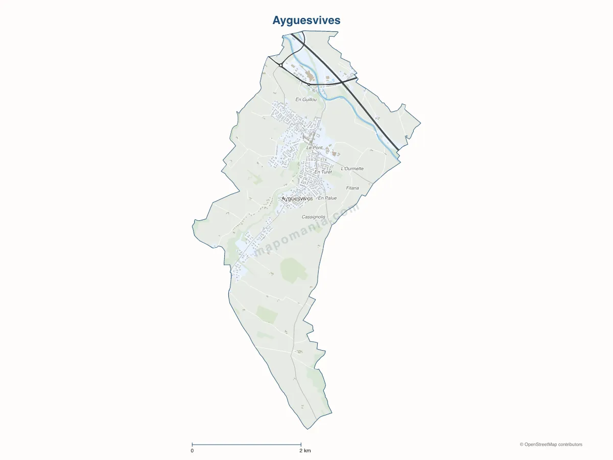Carte de Ayguesvives à personnaliser