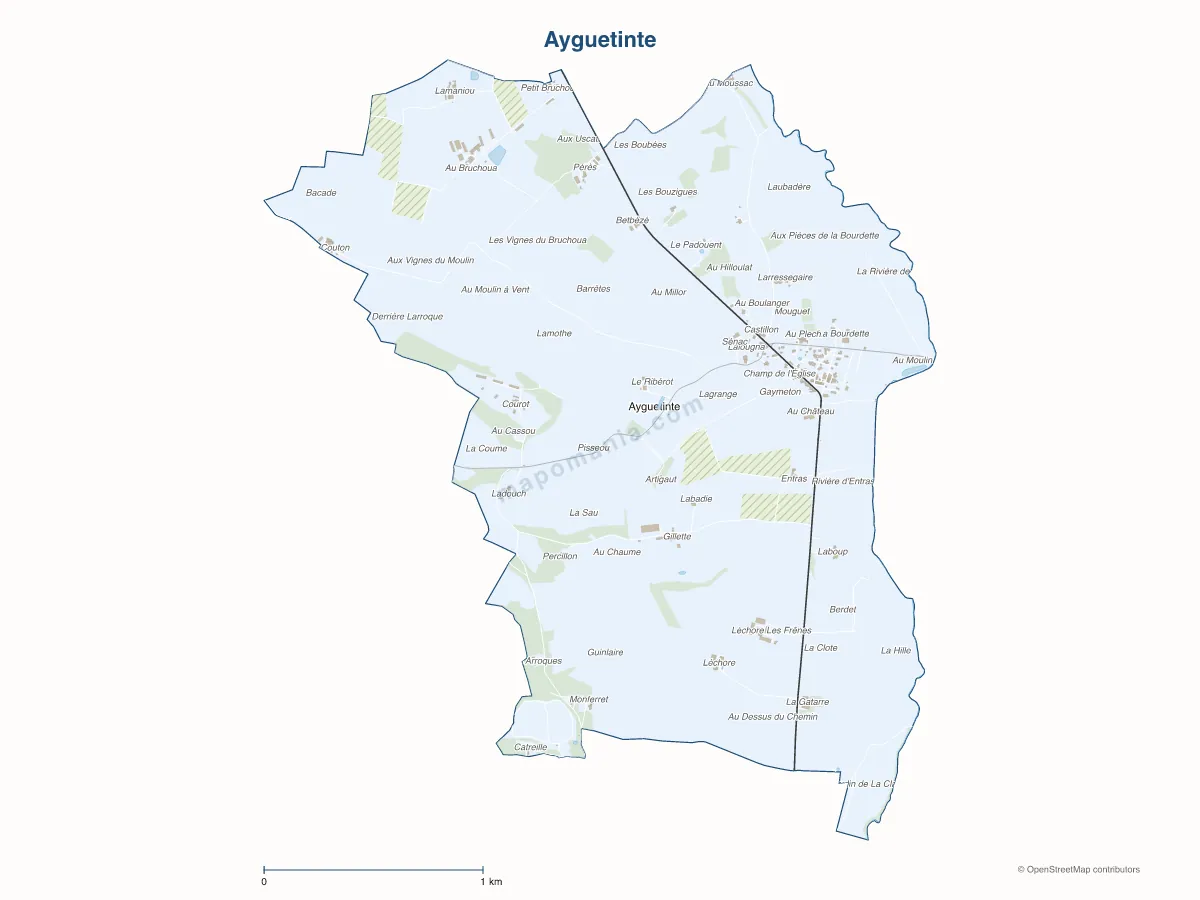 Carte de Ayguetinte à personnaliser