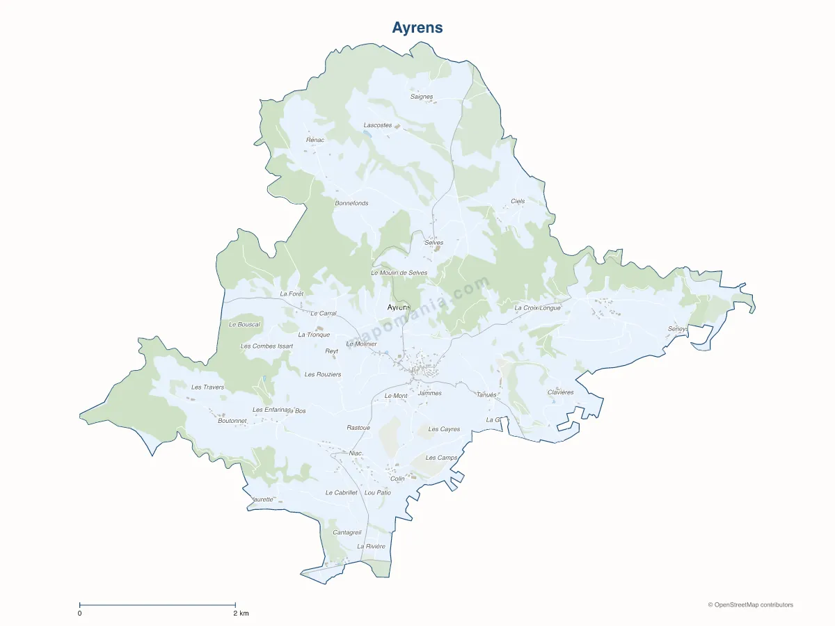 Carte de Ayrens à personnaliser