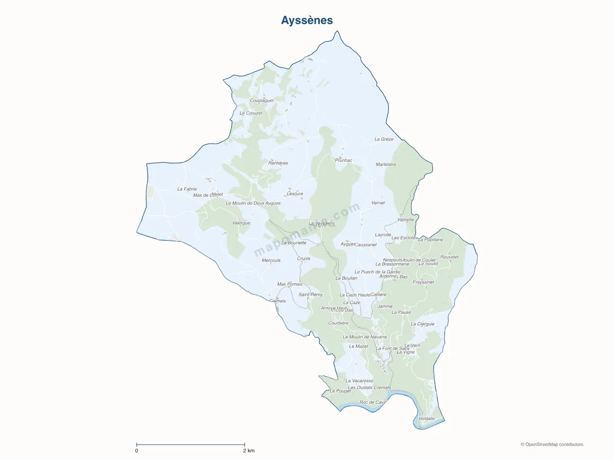 Carte de Ayssènes à personnaliser