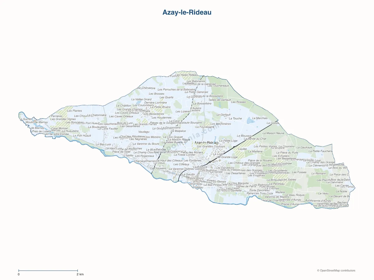 Carte de Azay-le-Rideau à personnaliser