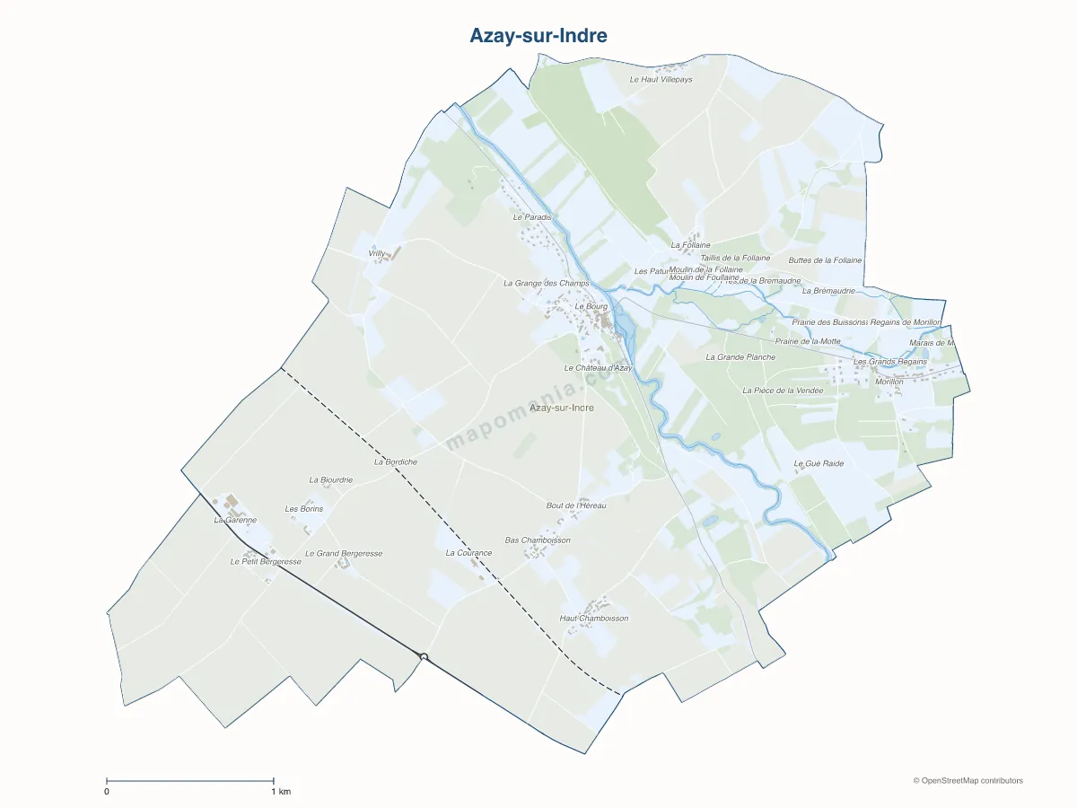 Carte de Azay-sur-Indre à personnaliser
