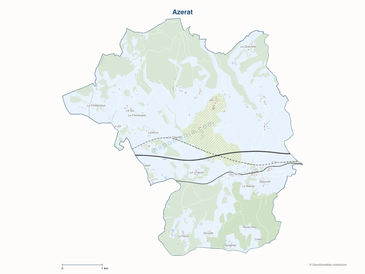 Carte de Azerat à personnaliser