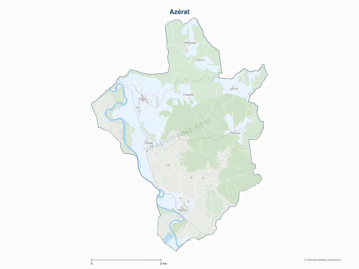 Carte de Azérat à personnaliser