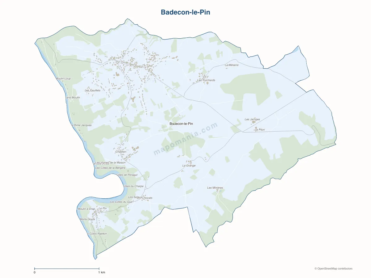 Carte de Badecon-le-Pin à personnaliser
