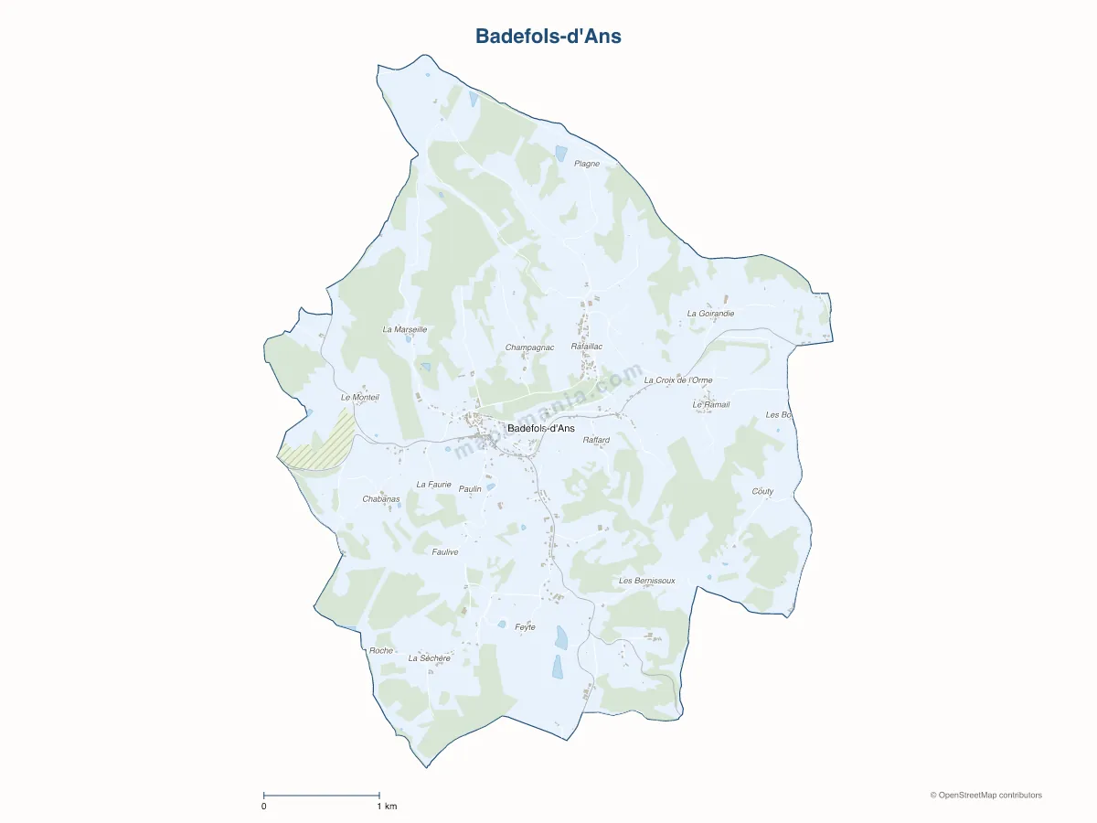 Carte de Badefols-d'Ans à personnaliser