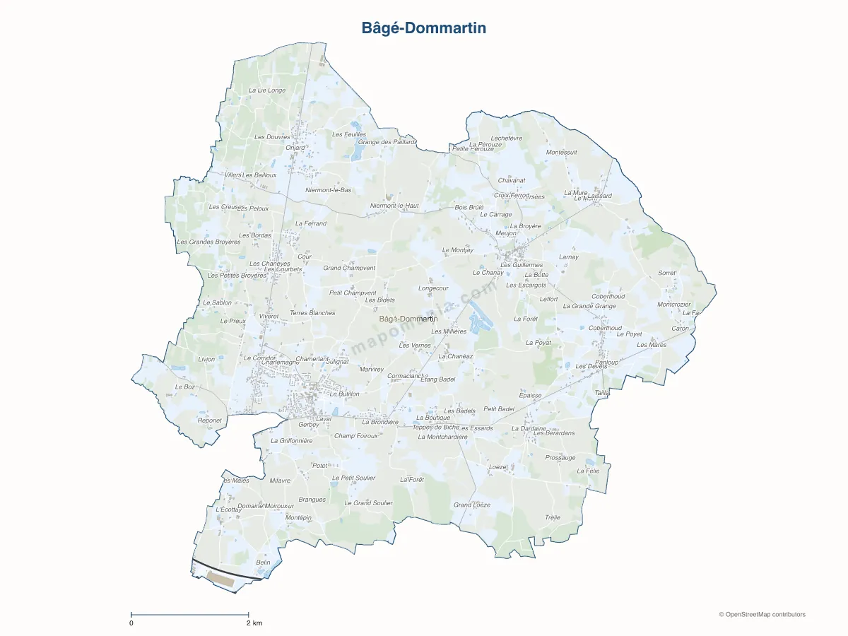 Carte de Bâgé-Dommartin à personnaliser