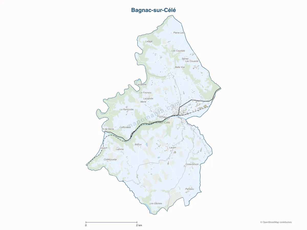 Carte de Bagnac-sur-Célé à personnaliser