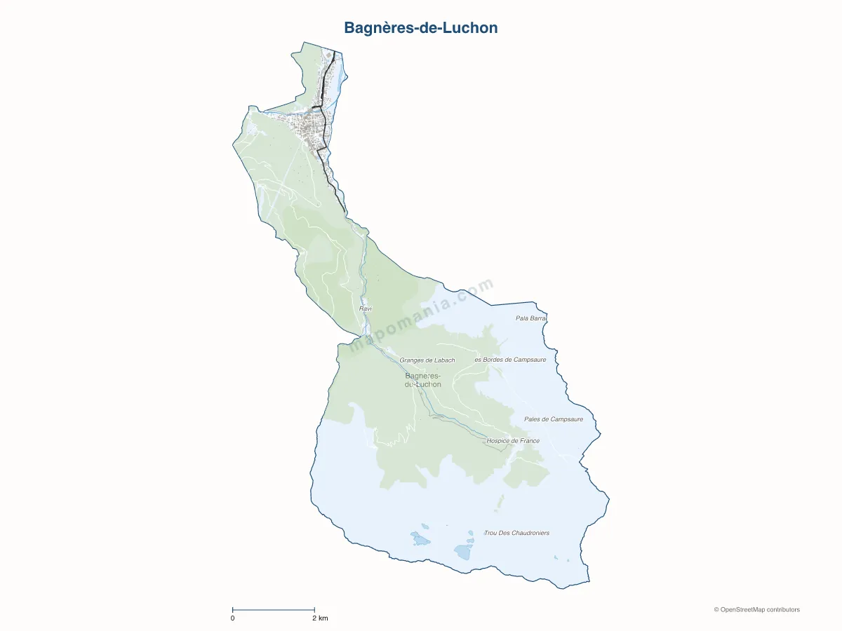 Carte de Bagnères-de-Luchon à personnaliser