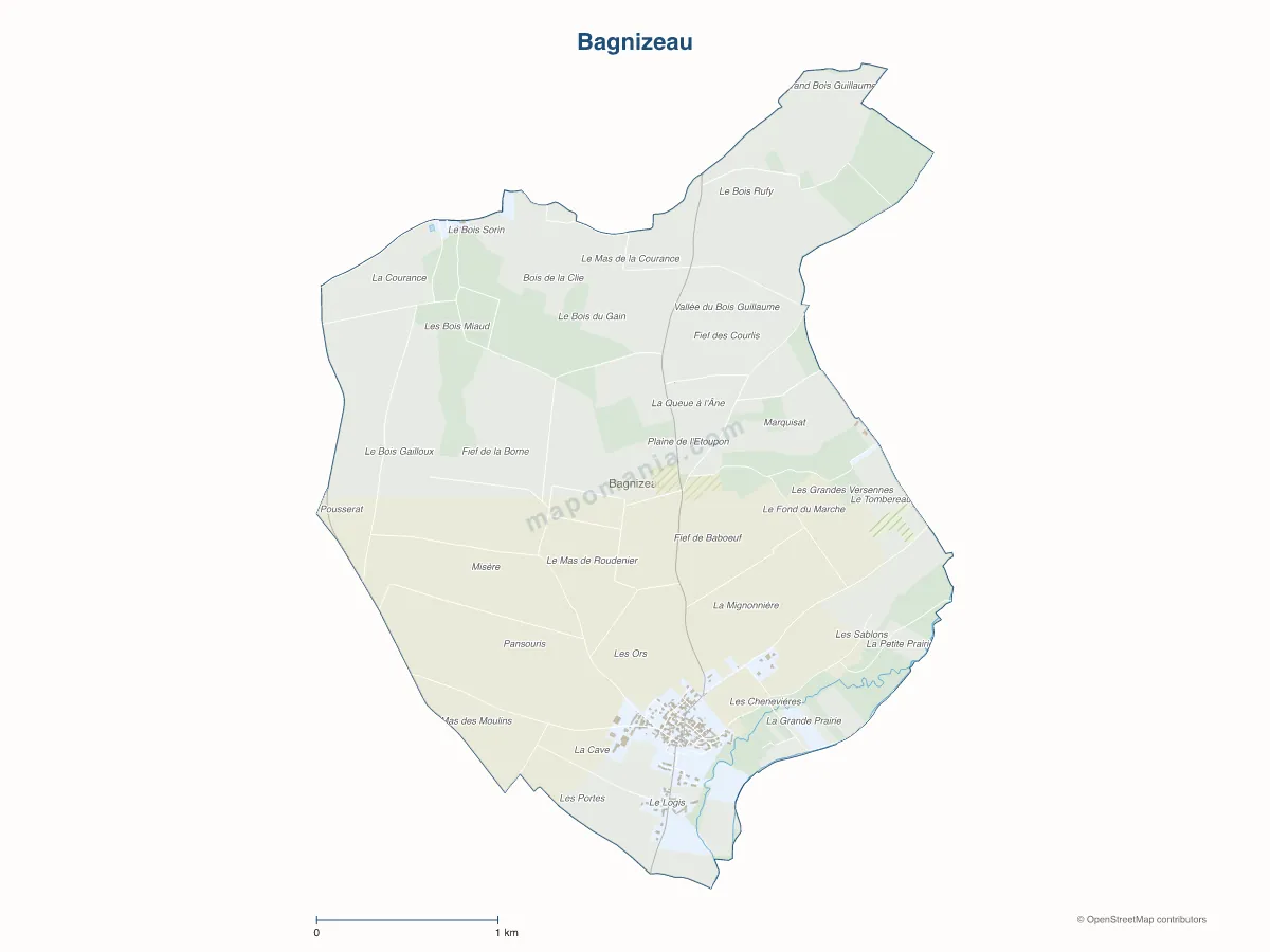 Carte de Bagnizeau à personnaliser