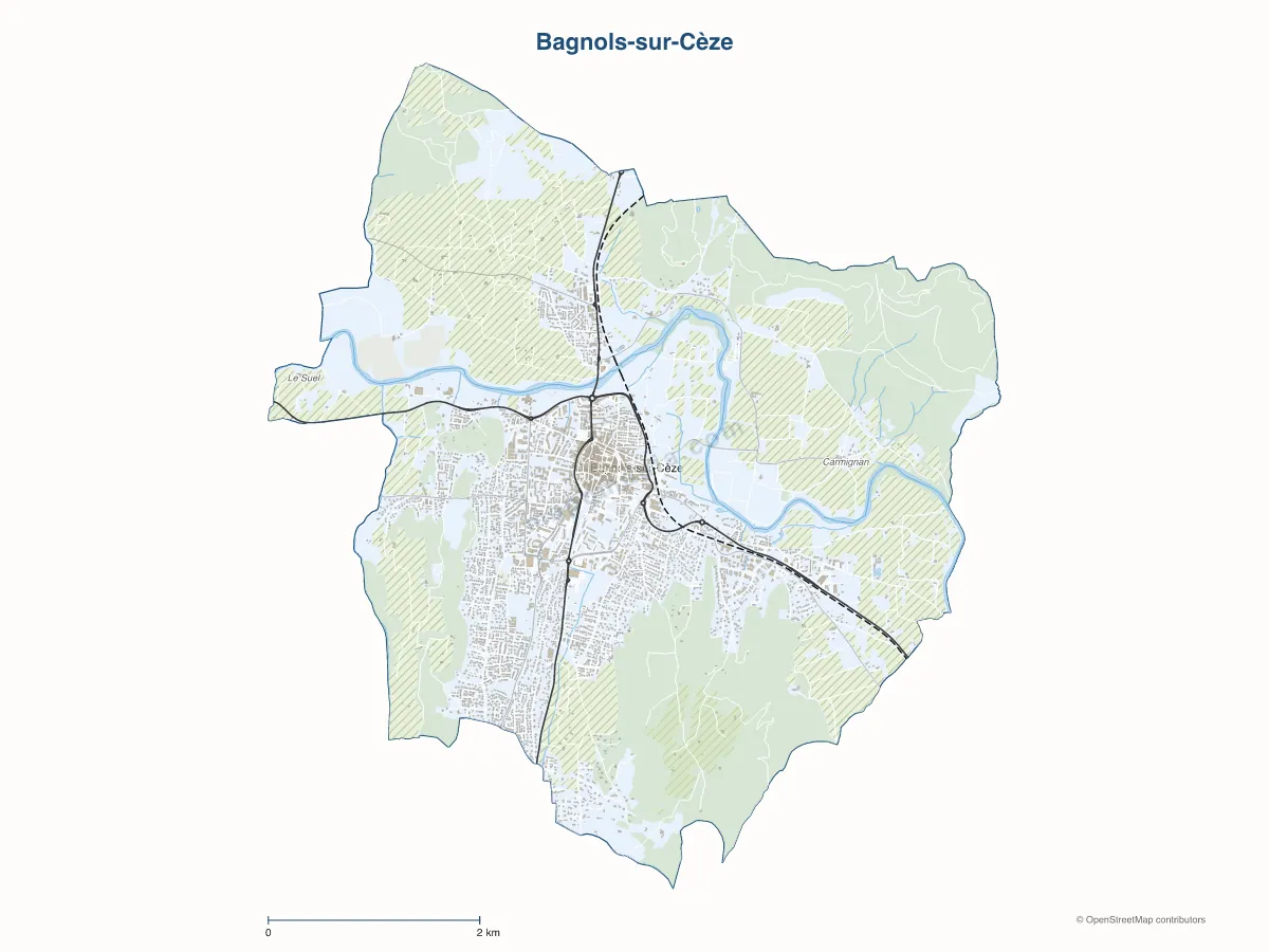Carte de Bagnols-sur-Cèze à personnaliser