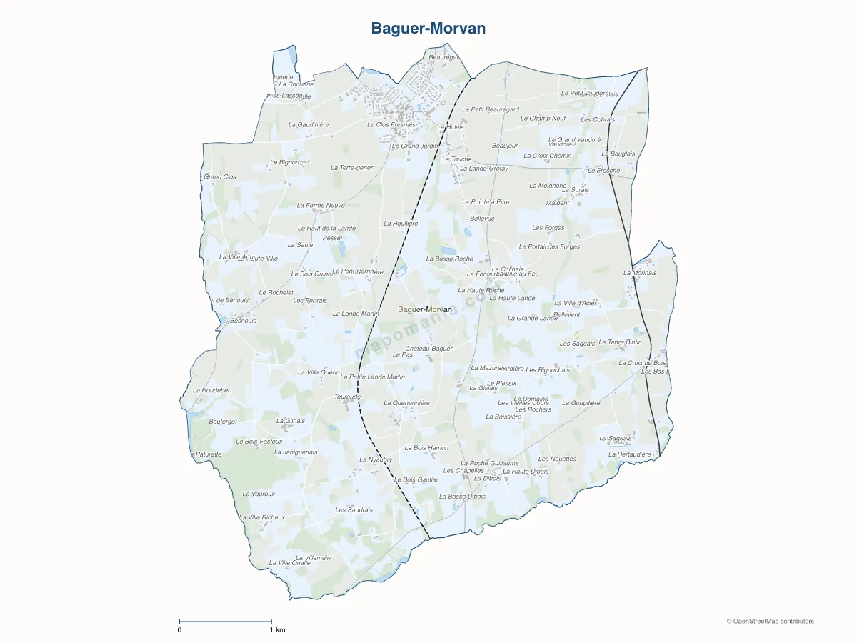 Carte de Baguer-Morvan à personnaliser