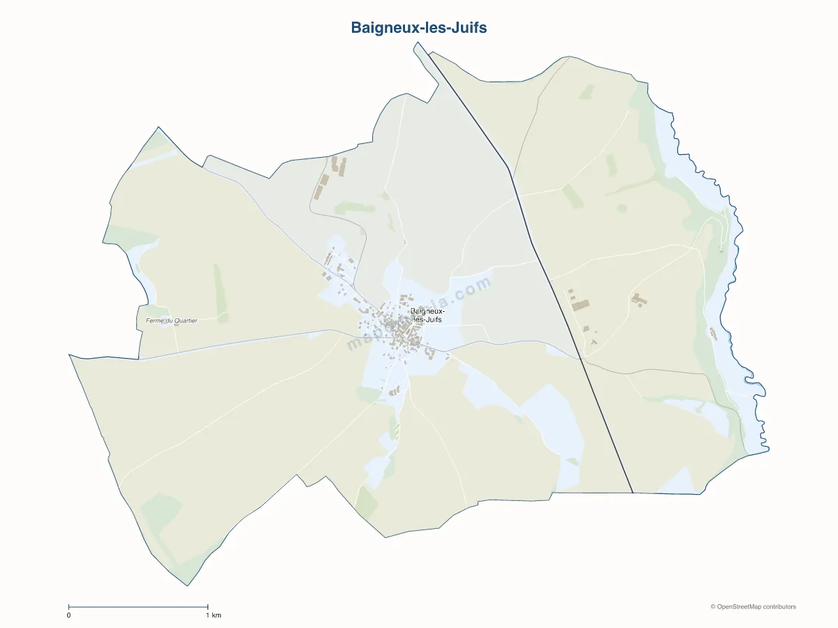 Carte de Baigneux-les-Juifs à personnaliser