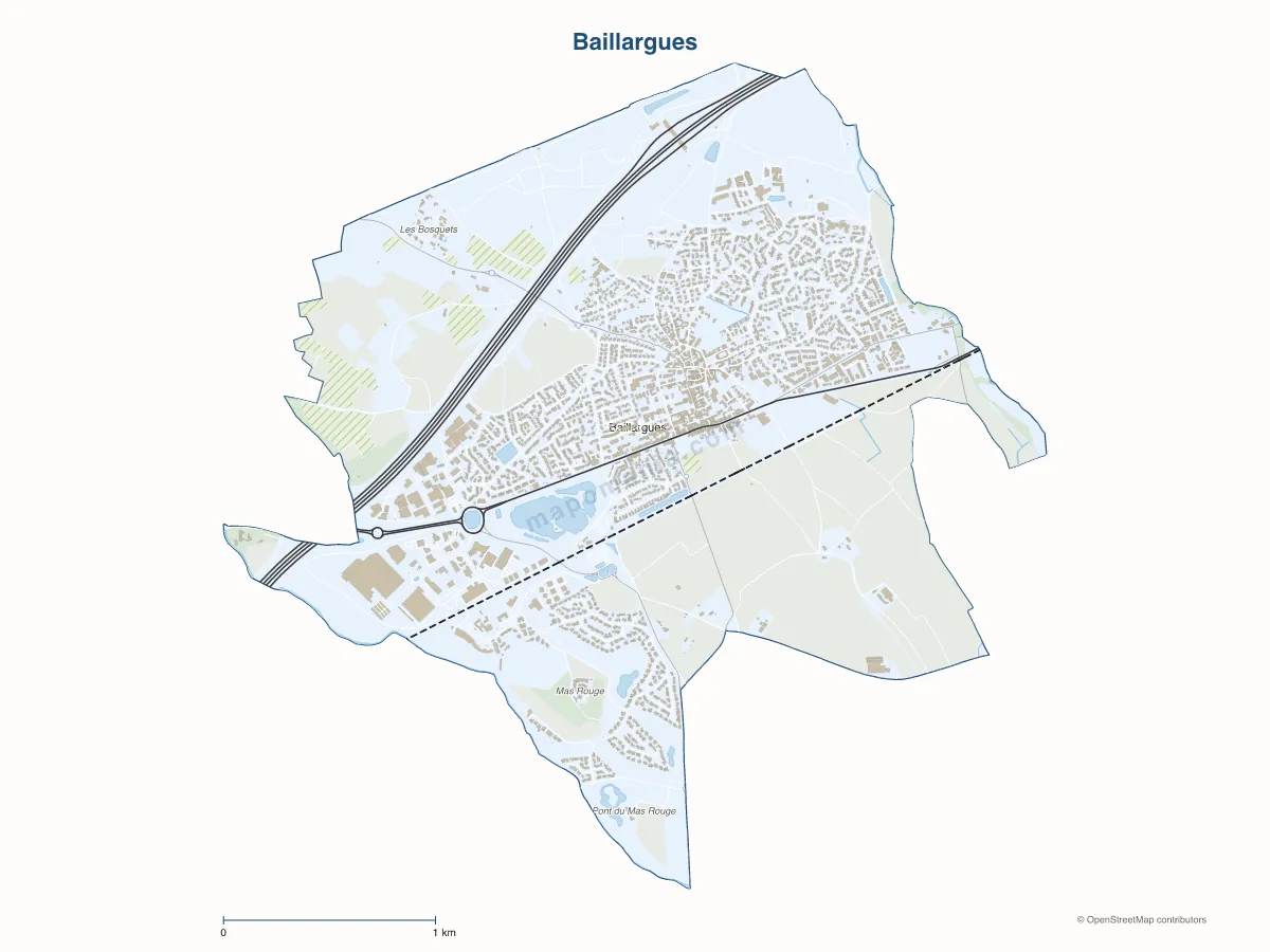 Carte de Baillargues à personnaliser