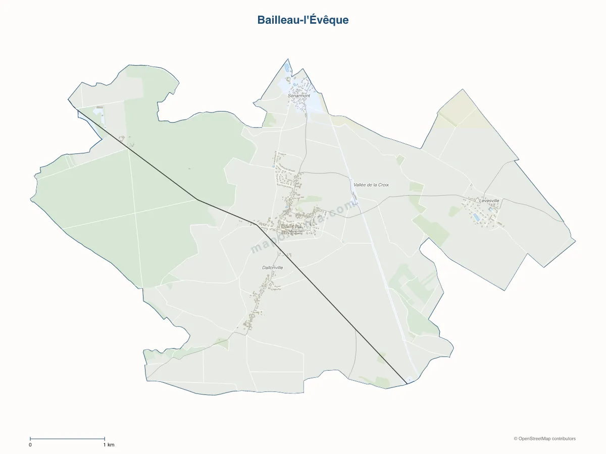 Carte de Bailleau-l'Évêque à personnaliser