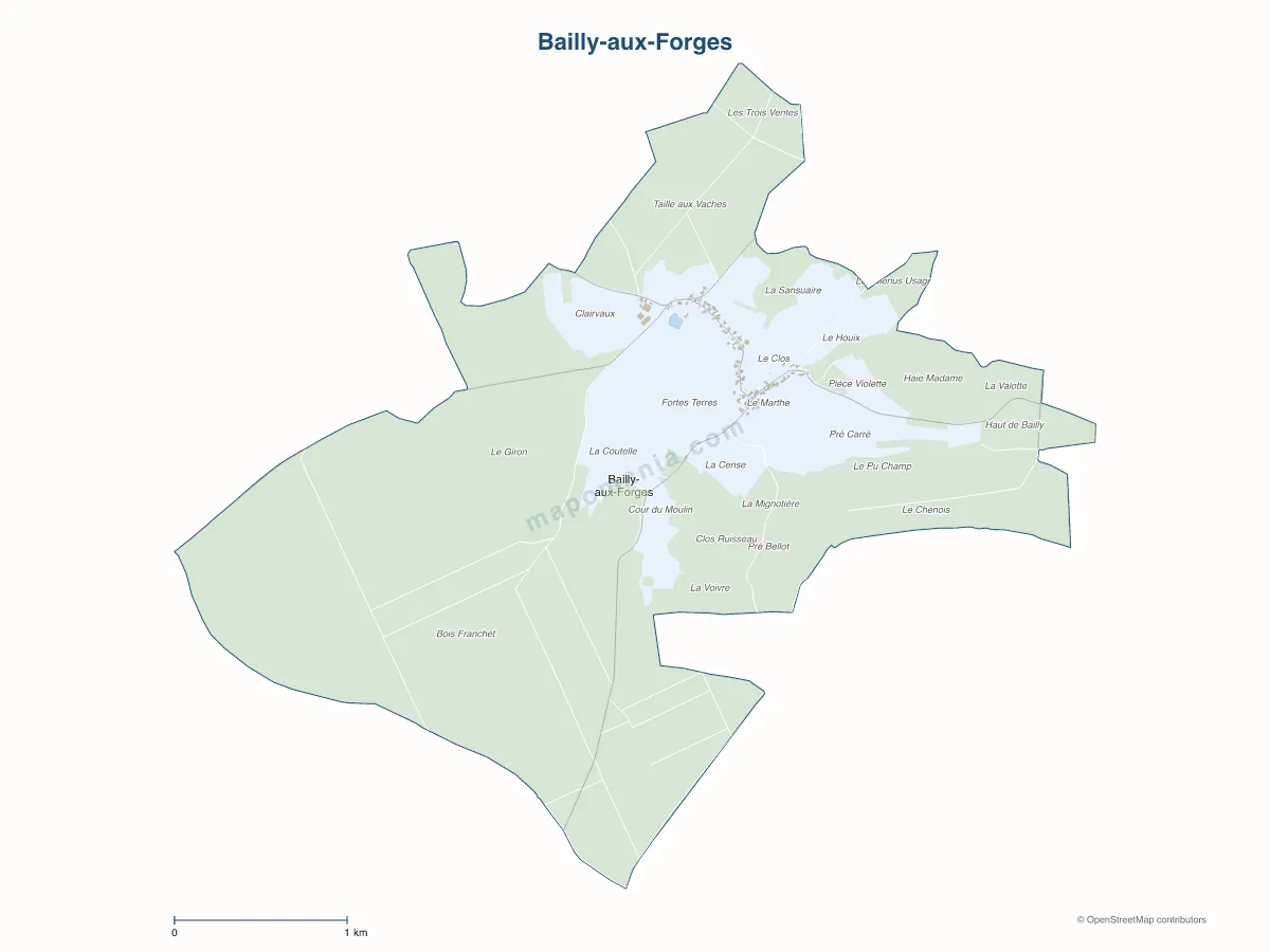 Carte de Bailly-aux-Forges à personnaliser