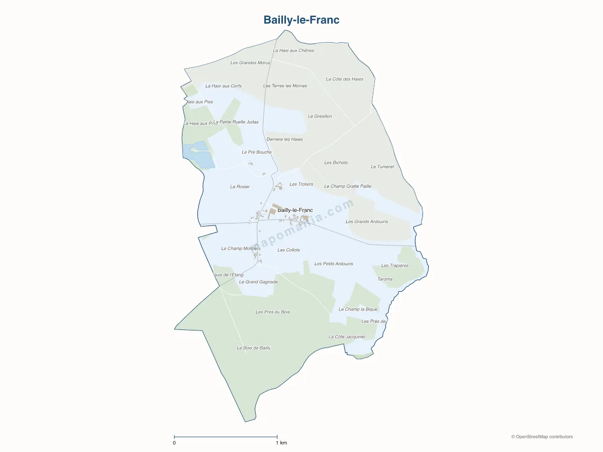 Carte de Bailly-le-Franc à personnaliser