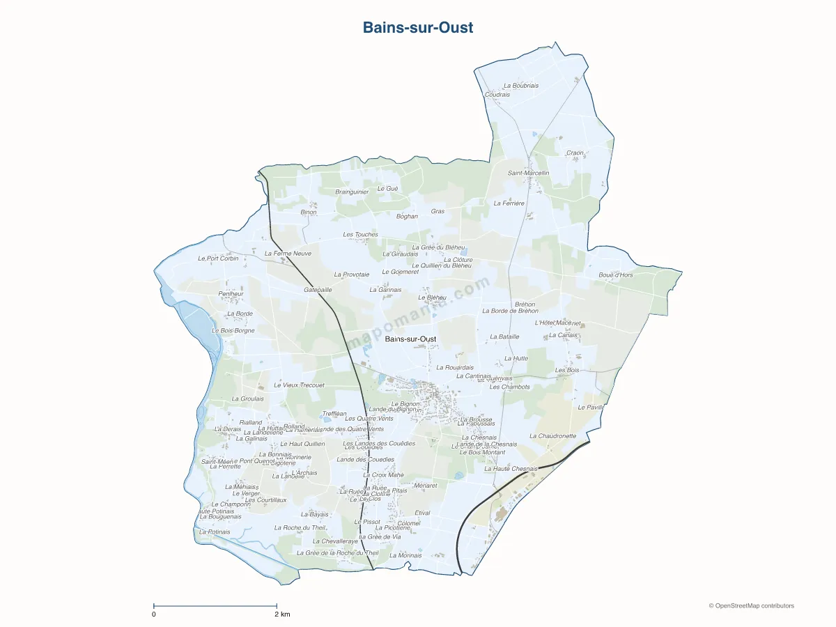 Carte de Bains-sur-Oust à personnaliser