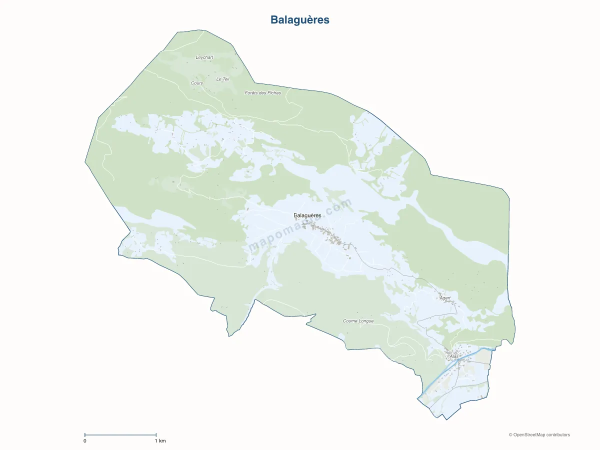Carte de Balaguères à personnaliser