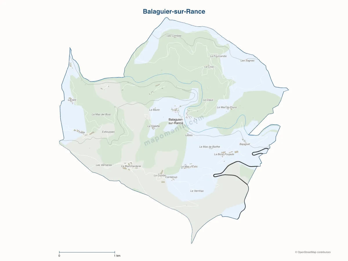 Carte de Balaguier-sur-Rance à personnaliser