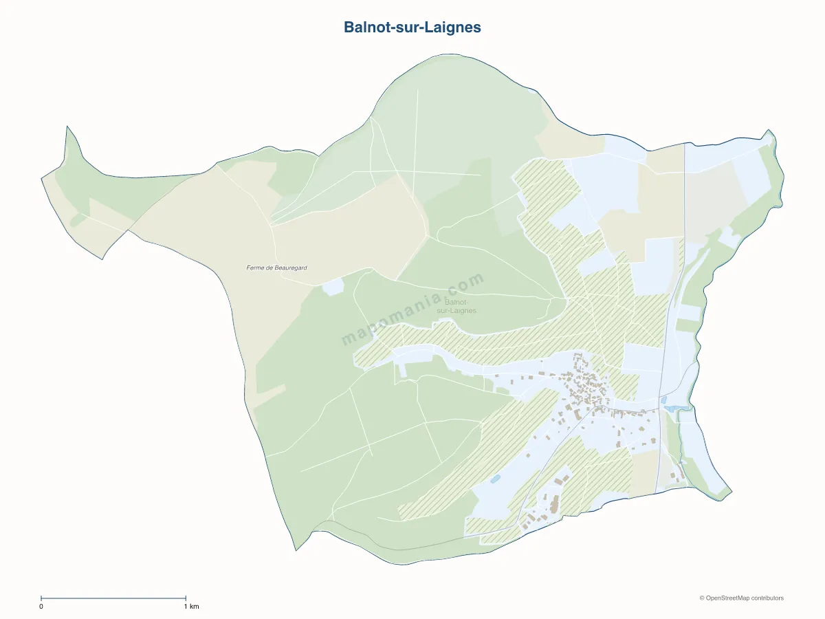 Carte de Balnot-sur-Laignes à personnaliser