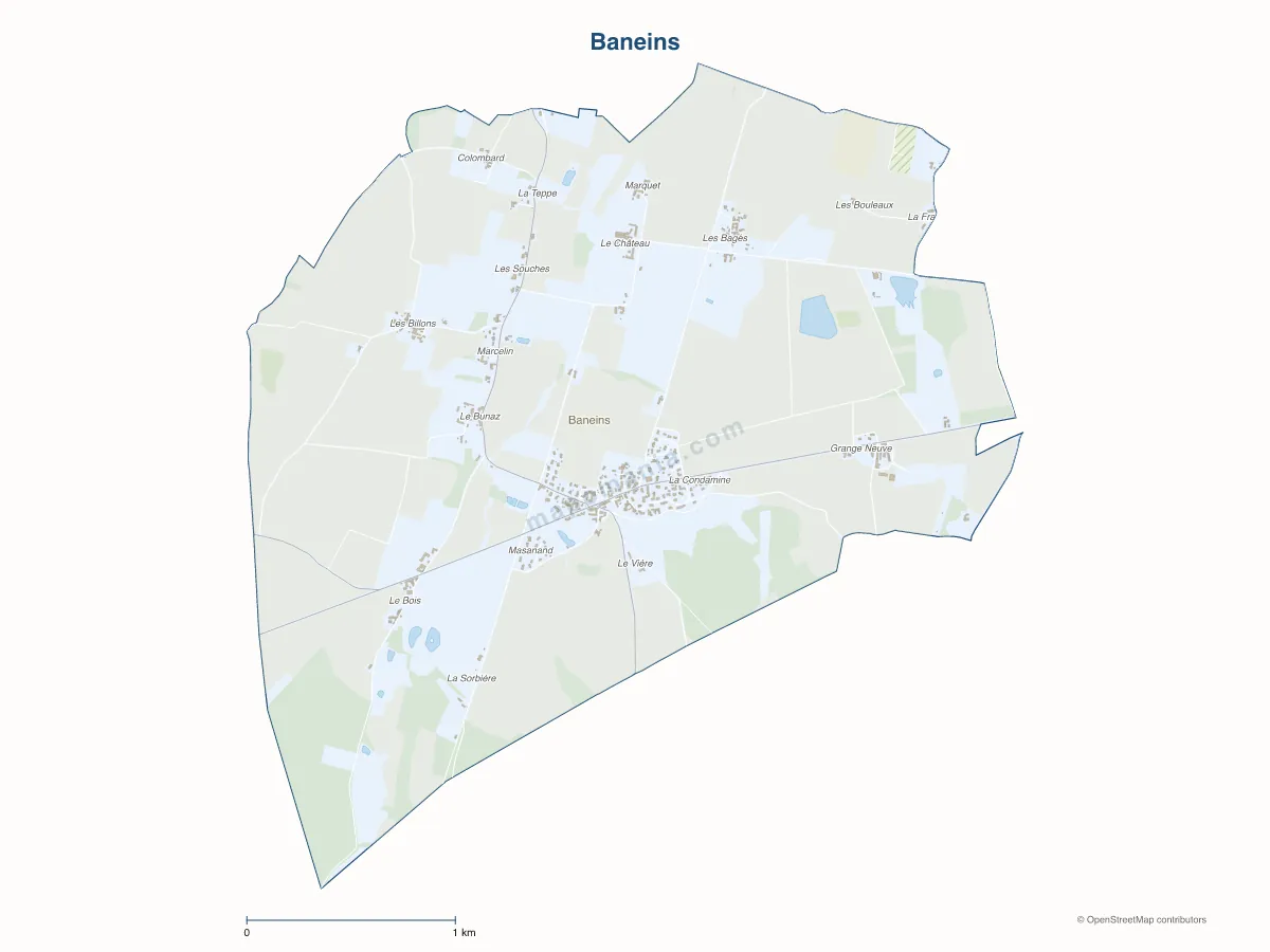 Carte de Baneins à personnaliser