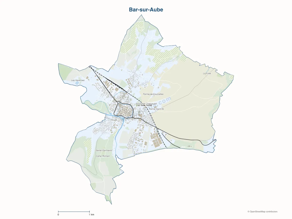 Carte de Bar-sur-Aube à personnaliser