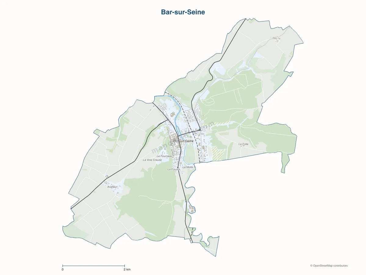 Carte de Bar-sur-Seine à personnaliser