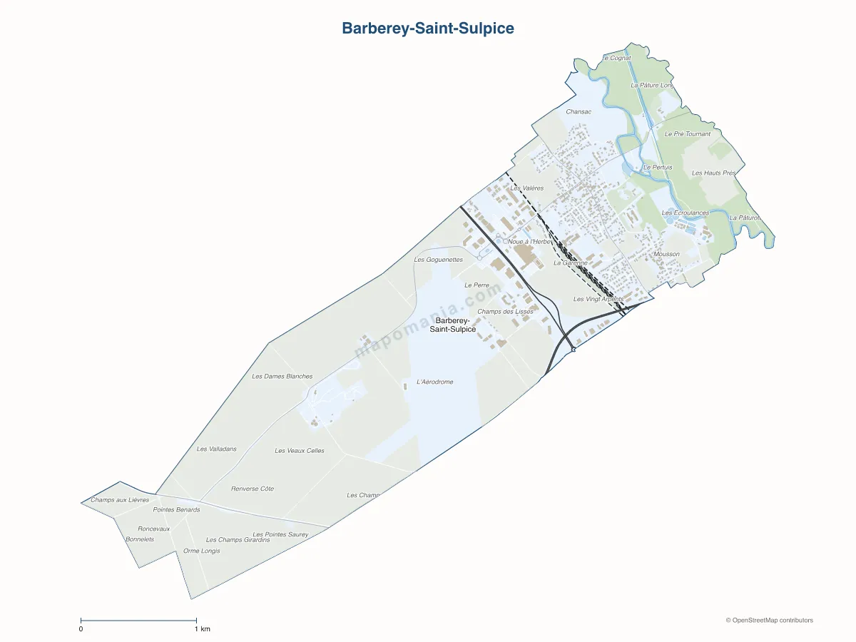 Carte de Barberey-Saint-Sulpice à personnaliser