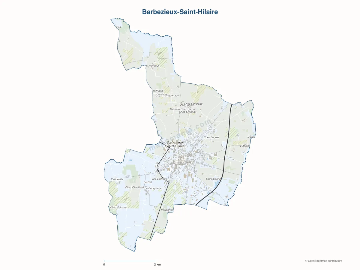 Carte de Barbezieux-Saint-Hilaire à personnaliser