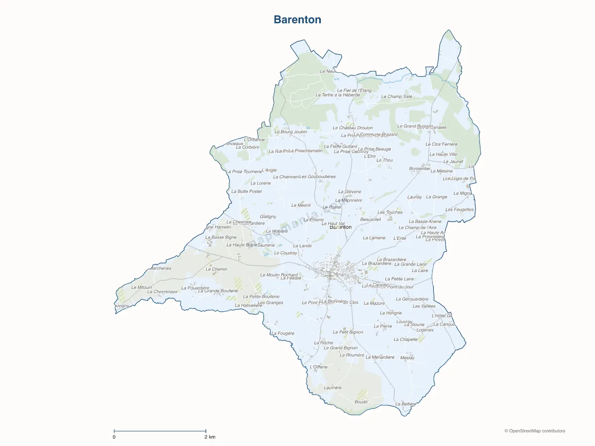Carte de Barenton à personnaliser