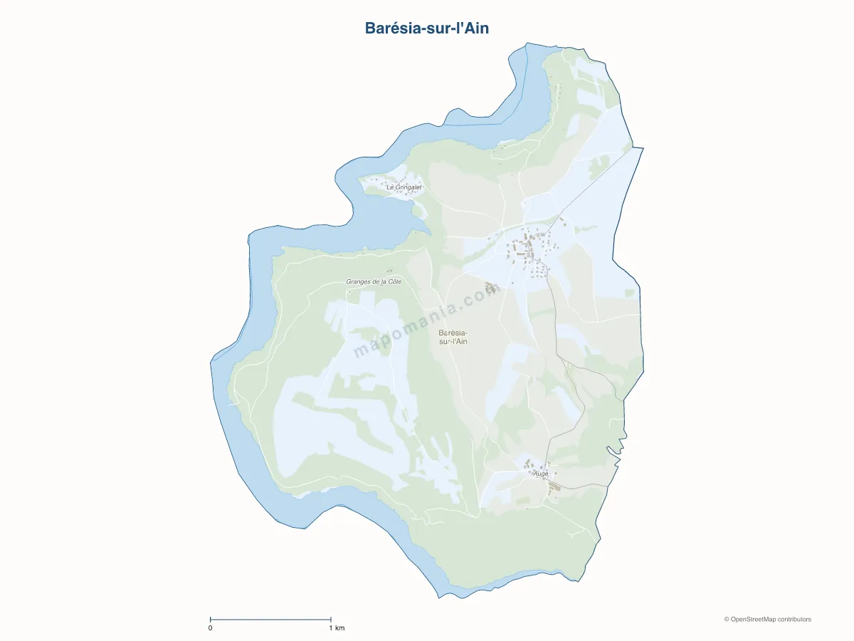 Carte de Barésia-sur-l'Ain à personnaliser